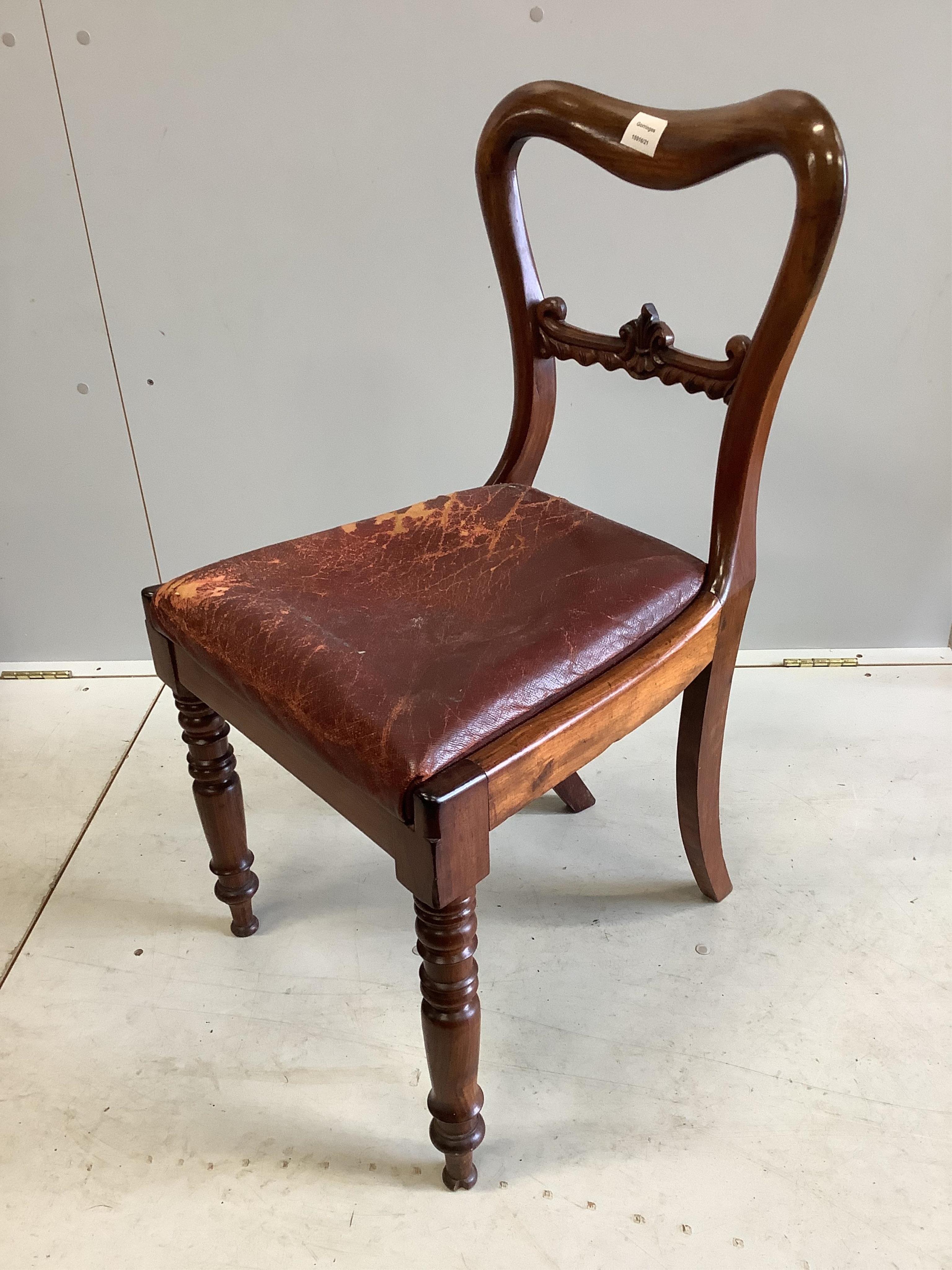 A set of six early Victorian rosewood dining chairs. Condition - fair